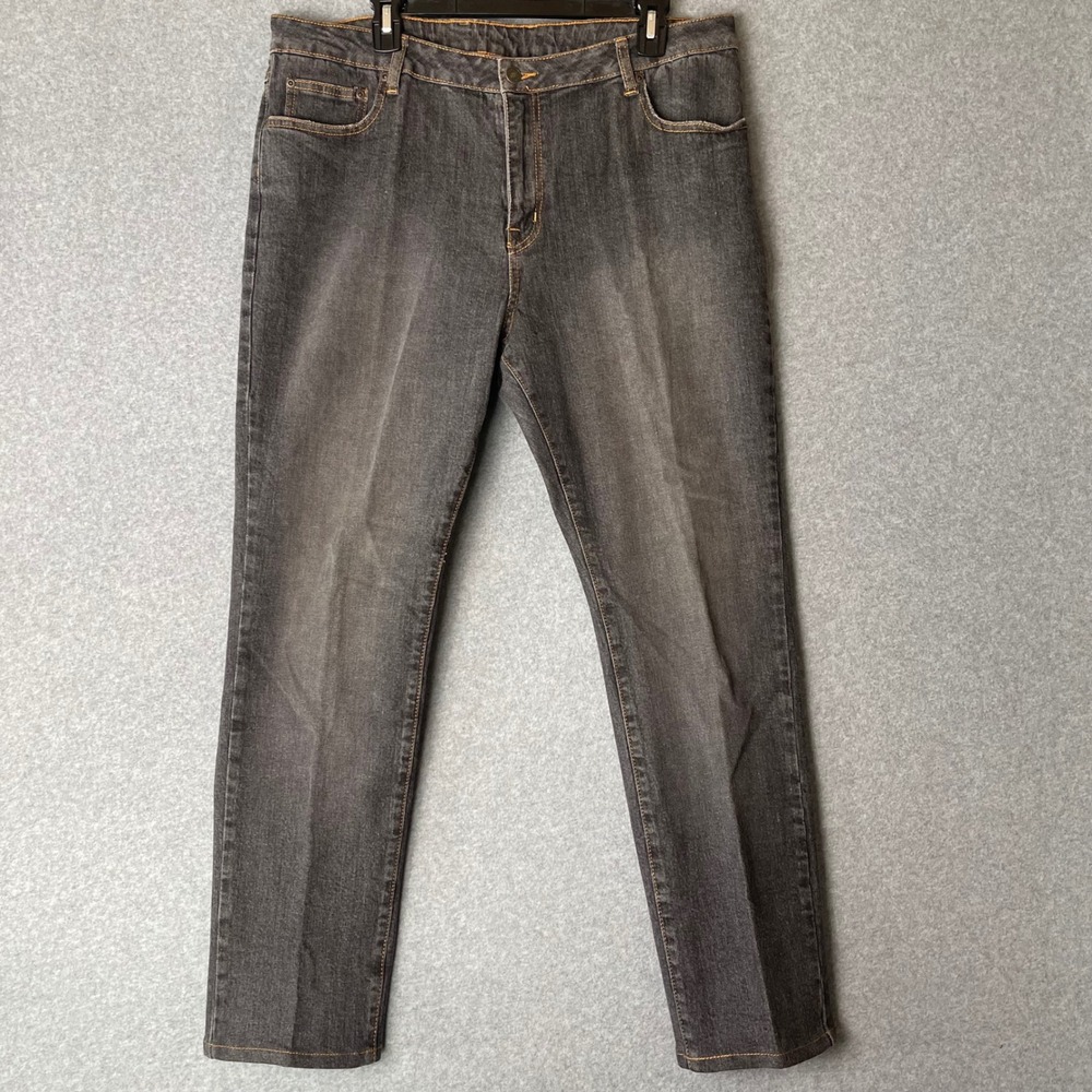 Jeanology Collection Womens 16W Charcoal Gray Straight Leg Jeans V0430 High Rise